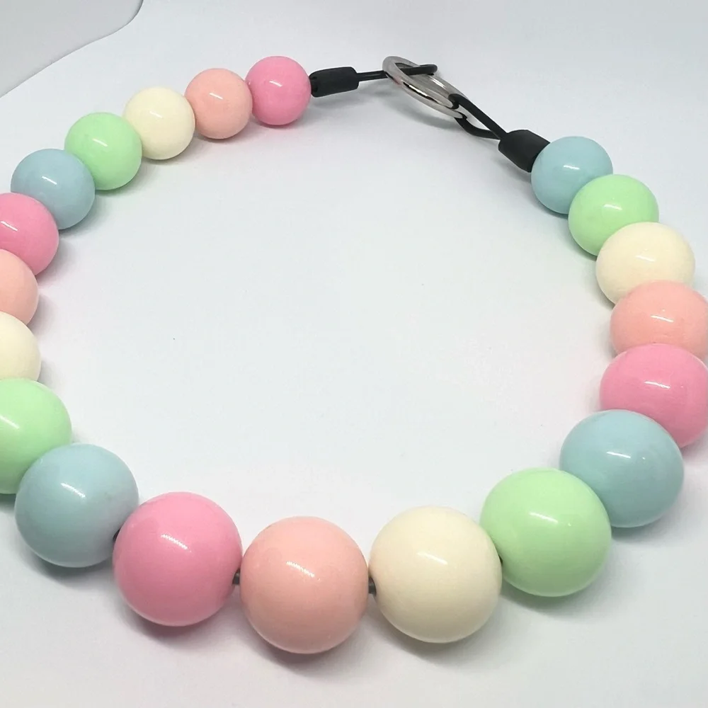 Pastel Rainbow Beaded Dog Collar Necklace Size Medium - 16 inches